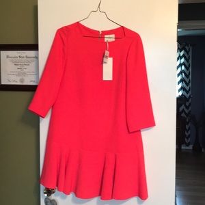 Kate Spade crepe flounce dress in geranium